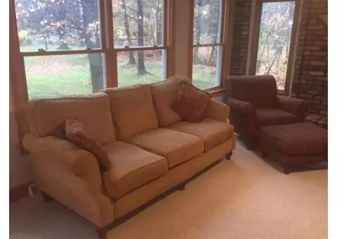 Couch and chair with ottoman